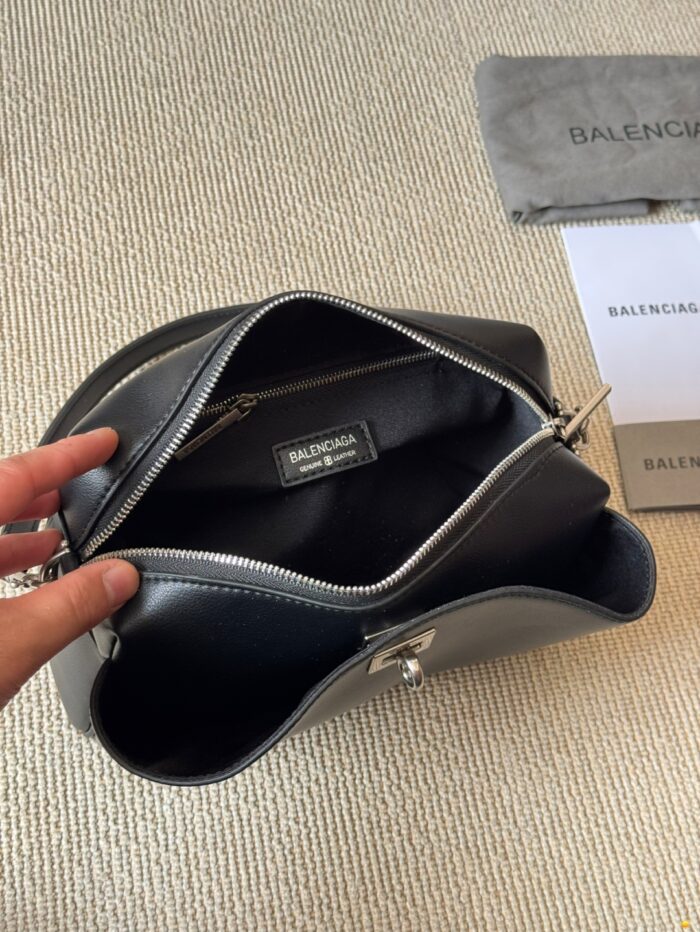 Balenciaga Classic Black Metallic Logo Handbag/Crossbody Soft Yet Structured Leather, Generous Capacity, Adjustable Shoulder Strap - Image 9