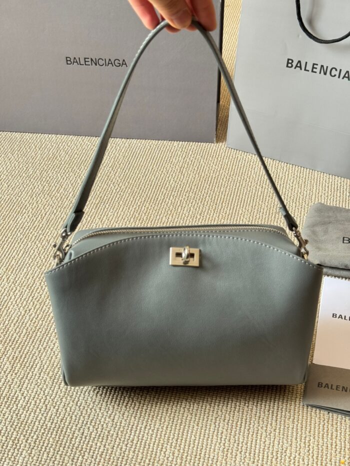 Balenciaga Classic Black Metallic Logo Handbag/Crossbody Soft Yet Structured Leather, Generous Capacity, Adjustable Shoulder Strap - Image 10