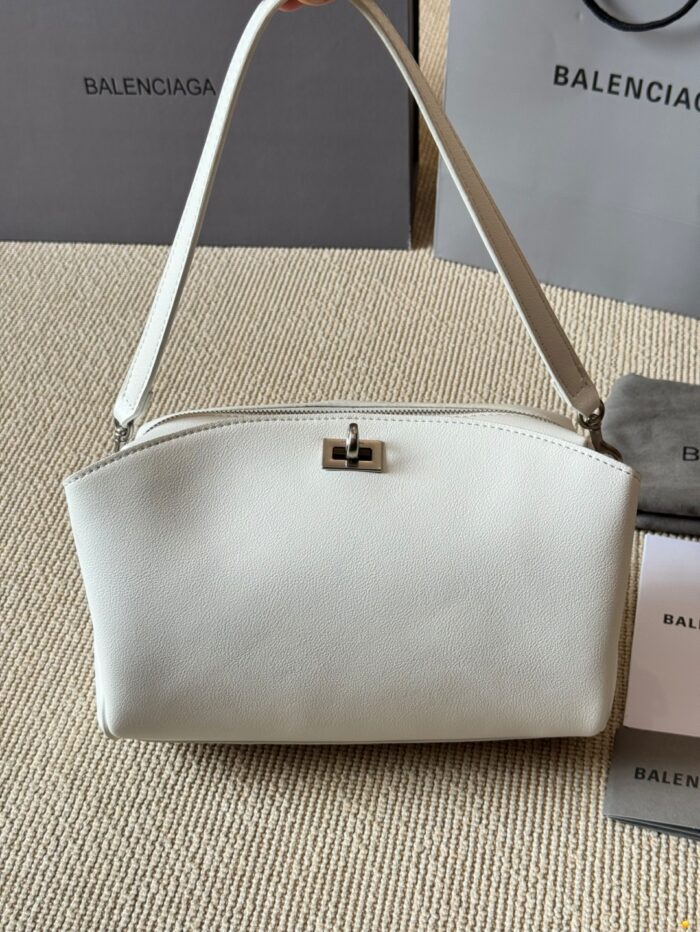 Balenciaga Classic Black Metallic Logo Handbag/Crossbody Soft Yet Structured Leather, Generous Capacity, Adjustable Shoulder Strap - Image 11