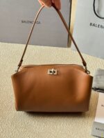Balenciaga Classic Black Metallic Logo Handbag/Crossbody Soft Yet Structured Leather, Generous Capacity, Adjustable Shoulder Strap - Image 14