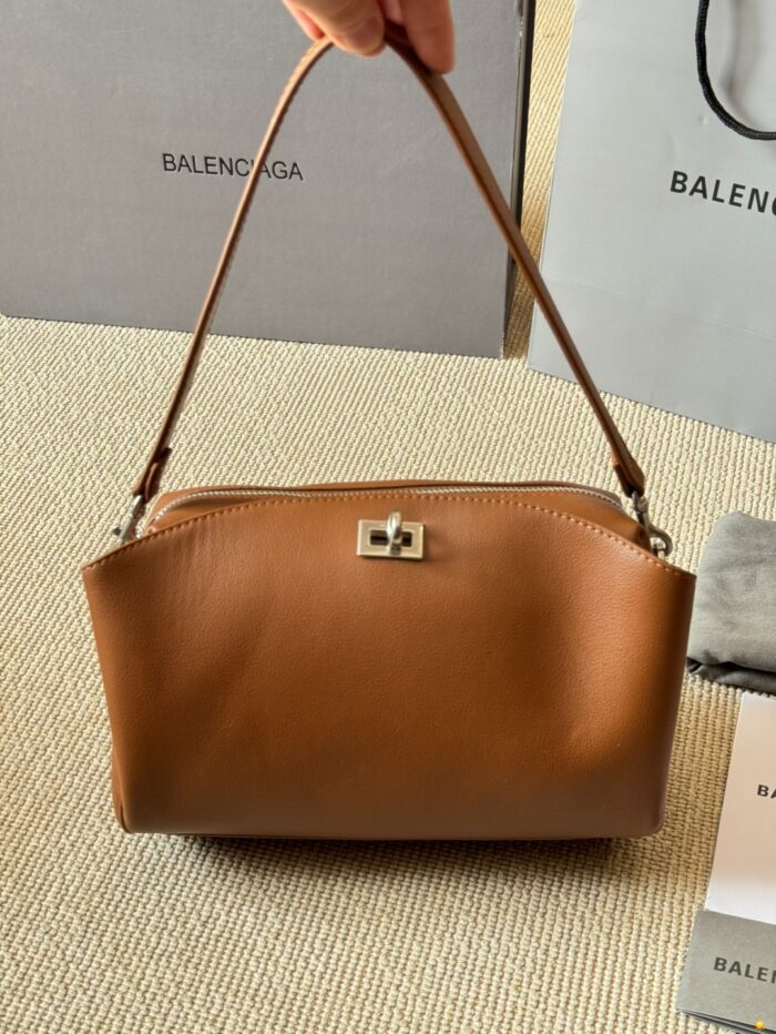 Balenciaga Classic Black Metallic Logo Handbag/Crossbody Soft Yet Structured Leather, Generous Capacity, Adjustable Shoulder Strap - Image 14