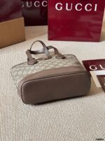 Gucci Ophidia Collection Ultra-Mini Shoulder Bag Beige And Ebony Gg Supreme Canvas Double G Striped Webbing - Image 7