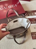 Gucci Ophidia Collection Ultra-Mini Shoulder Bag Beige And Ebony Gg Supreme Canvas Double G Striped Webbing - Image 9