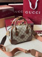 Gucci Ophidia Boston Barrel Bag Chain Bag Ebony Calfskin Vintage Refined Hardware - Image 3