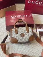 Gucci Ophidia Boston Barrel Bag Chain Bag Ebony Calfskin Vintage Refined Hardware - Image 4