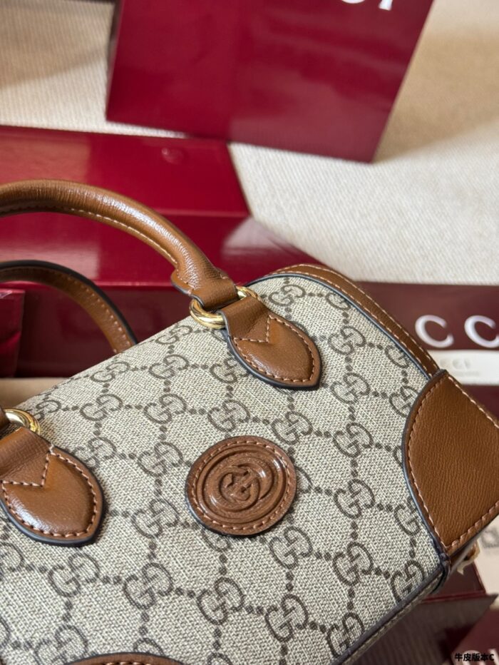 Gucci Ophidia Boston Barrel Bag Chain Bag Ebony Calfskin Vintage Refined Hardware - Image 5