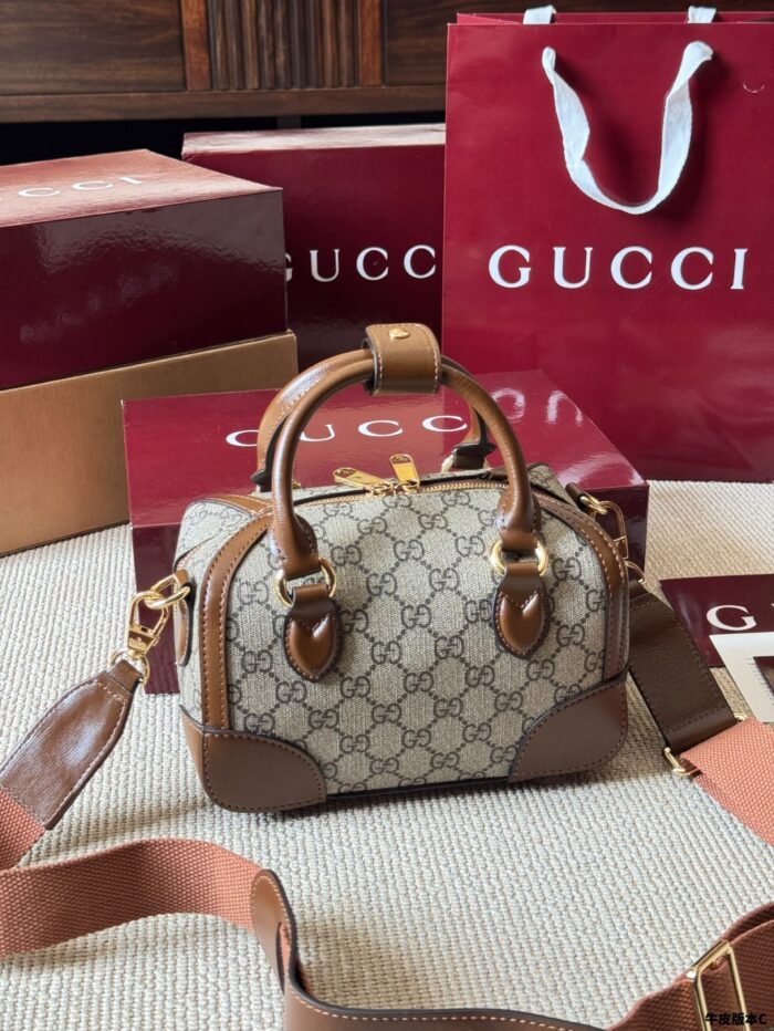 Gucci Ophidia Boston Barrel Bag Chain Bag Ebony Calfskin Vintage Refined Hardware - Image 6