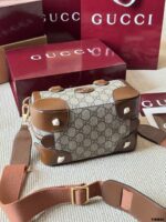 Gucci Ophidia Boston Barrel Bag Chain Bag Ebony Calfskin Vintage Refined Hardware - Image 7