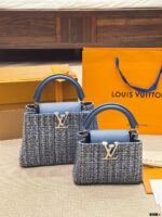 Louis Vuitton Capucines Embroidered Original Canvas Detachable Strap Handbag