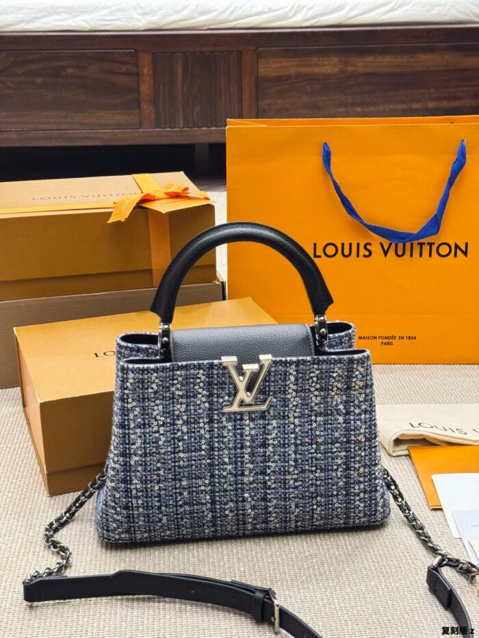 Louis Vuitton Capucines Embroidered Replica Edition Original Canvas Detachable Wide Shoulder Strap Handbag - Image 2