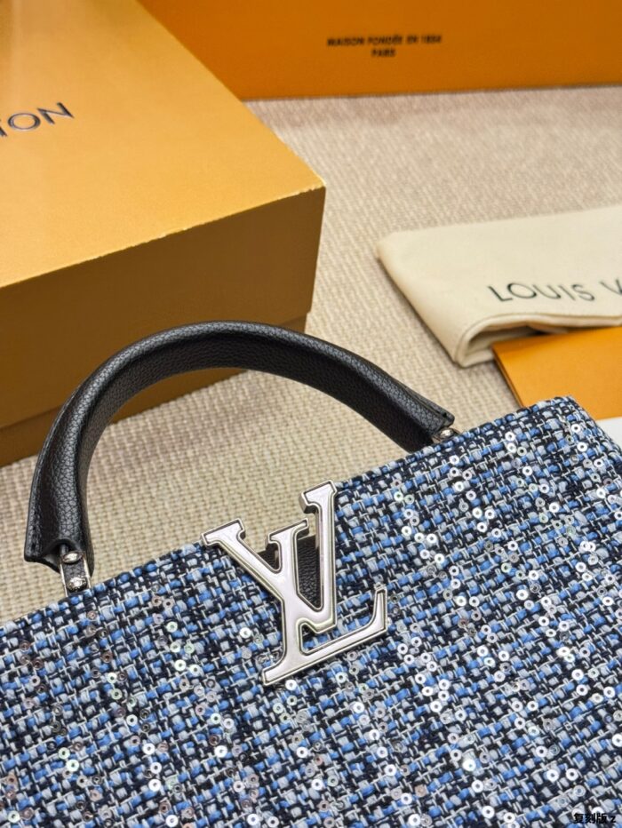 Louis Vuitton Capucines Embroidered Replica Edition Original Canvas Detachable Wide Shoulder Strap Handbag - Image 7