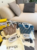 Fendi Mini Roll Monogram Bag - Dumpling-Shaped Design With Adjustable Shoulder Strap, Lightweight Yet Spacious.