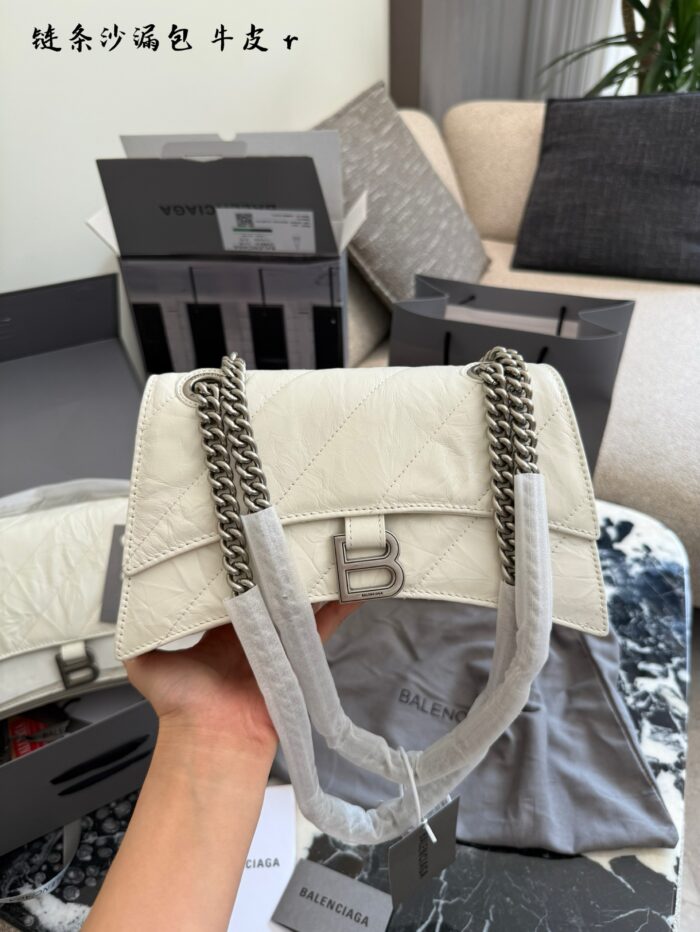 Balenciaga Hourglass Bag Soft Leather Chain Bag Multiple Compartments Durable Underarm Or Crossbody Carry - Image 3