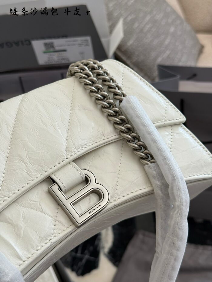 Balenciaga Hourglass Bag Soft Leather Chain Bag Multiple Compartments Durable Underarm Or Crossbody Carry - Image 6