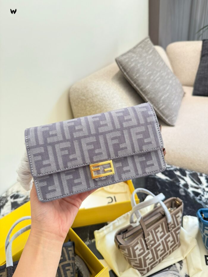 Fendi Underarm Bag With Chain Strap For Crossbody Wear, Complete With Box And Silk Scarf - Image 2
