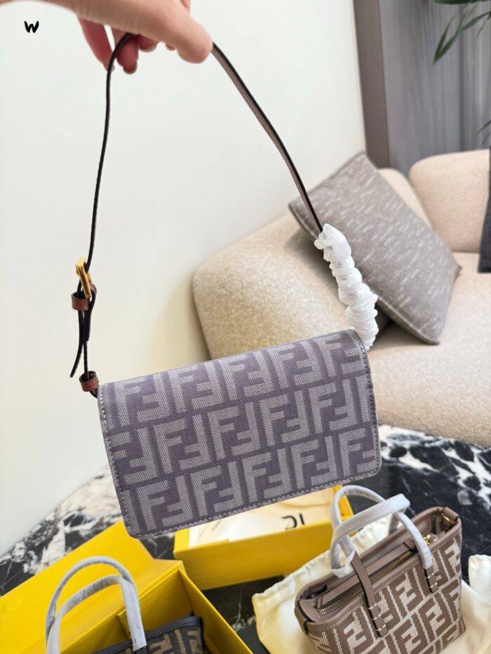 Fendi Underarm Bag With Chain Strap For Crossbody Wear, Complete With Box And Silk Scarf - Image 3