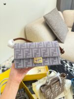 Fendi Underarm Bag With Chain Strap For Crossbody Wear, Complete With Box And Silk Scarf - Image 8