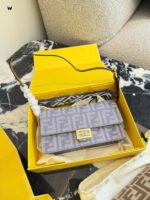 Fendi Underarm Bag With Chain Strap For Crossbody Wear, Complete With Box And Silk Scarf - Image 9
