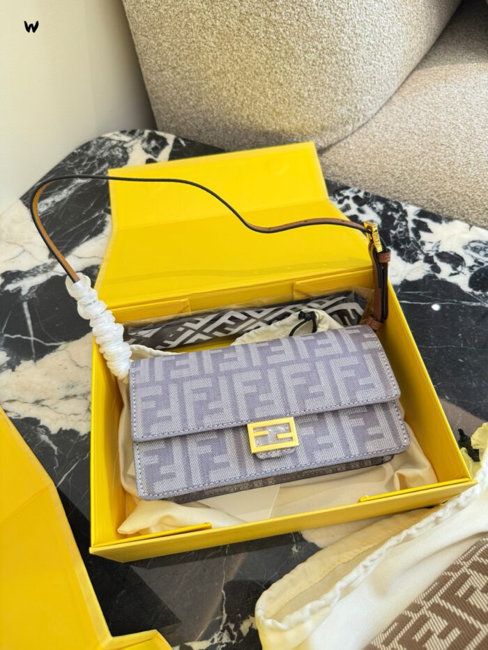 Fendi Underarm Bag With Chain Strap For Crossbody Wear, Complete With Box And Silk Scarf - Image 9