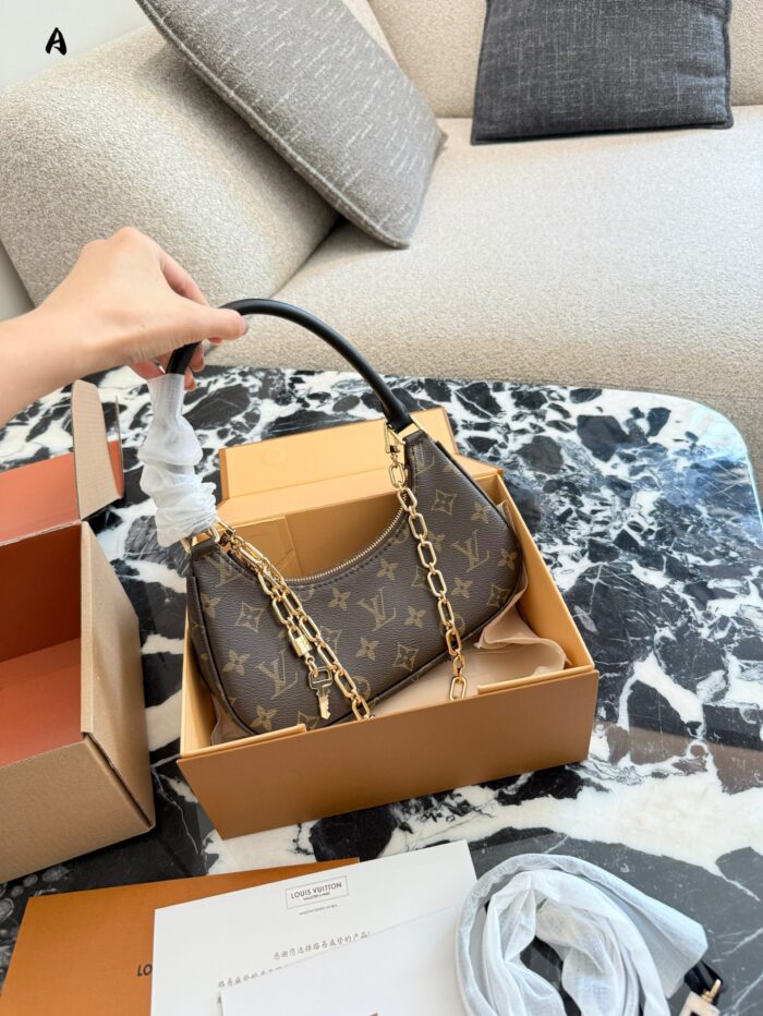 Louis Vuitton Catchy Small Monogram Canvas Leather Trim Detachable Chain Handbag - Image 2