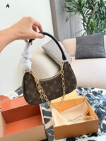 Louis Vuitton Catchy Small Monogram Canvas Leather Trim Detachable Chain Handbag - Image 5