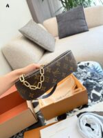 Louis Vuitton Catchy Small Monogram Canvas Leather Trim Detachable Chain Handbag - Image 7