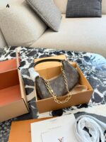 Louis Vuitton Catchy Small Monogram Canvas Leather Trim Detachable Chain Handbag - Image 8