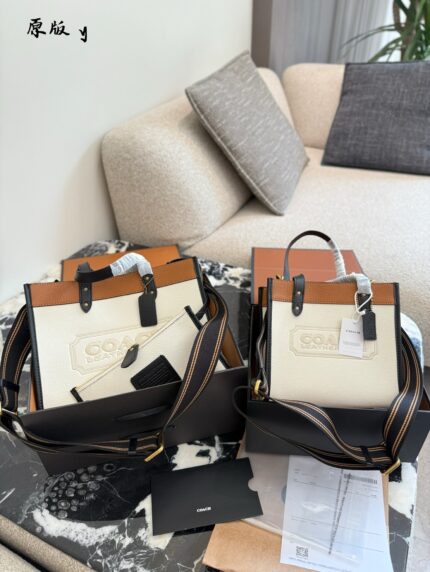 Coach Field Series Tote No. 22 Tote Bag Milkshake White & Oatmeal Square Silhouette Handheld Or Crossbody