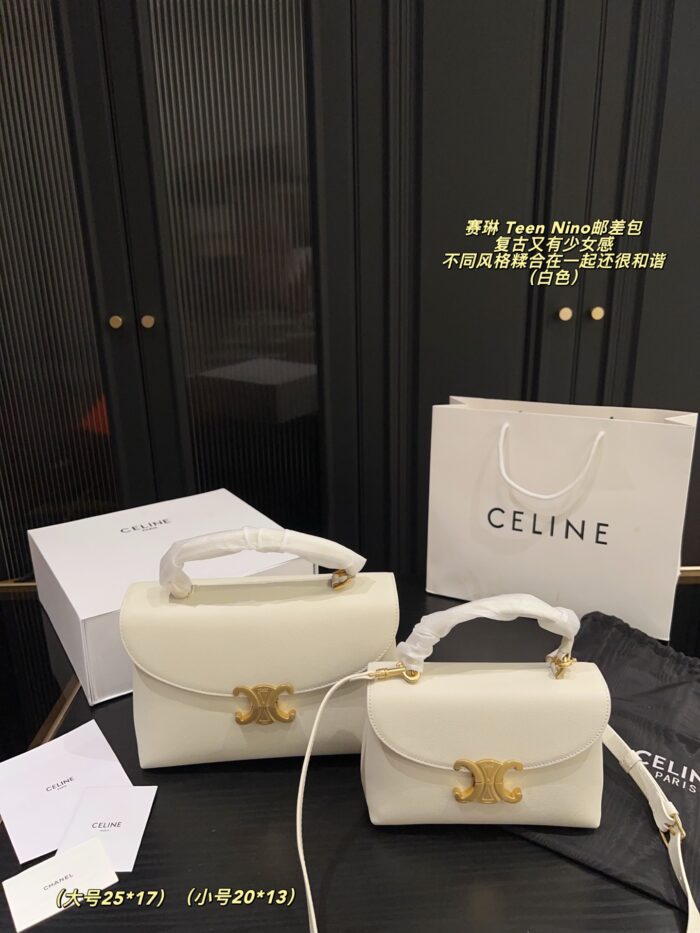 Celine Teen Nino Messenger Bag Retro-Chic, Girlish Charm Plain Weave With Handle - Image 1