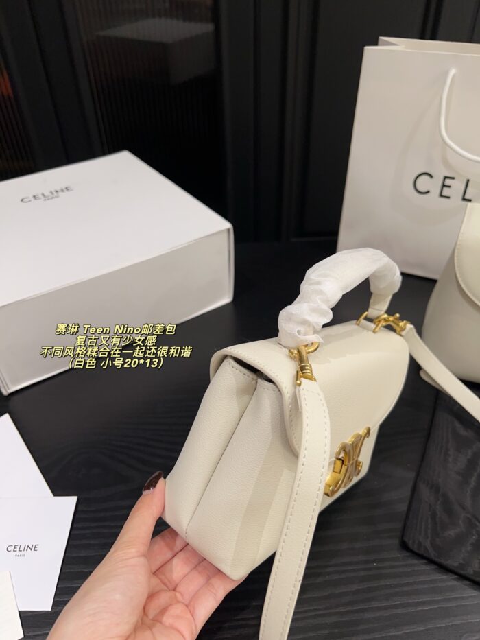 Celine Teen Nino Messenger Bag Retro-Chic, Girlish Charm Plain Weave With Handle - Image 4