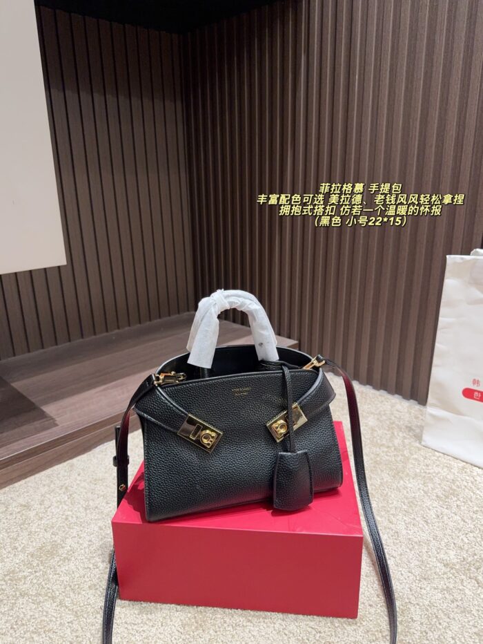 Ferragamo Handbag | Hug-Style Clasp | Spanish Calfskin | Melange | Old Money Aesthetic - Image 2
