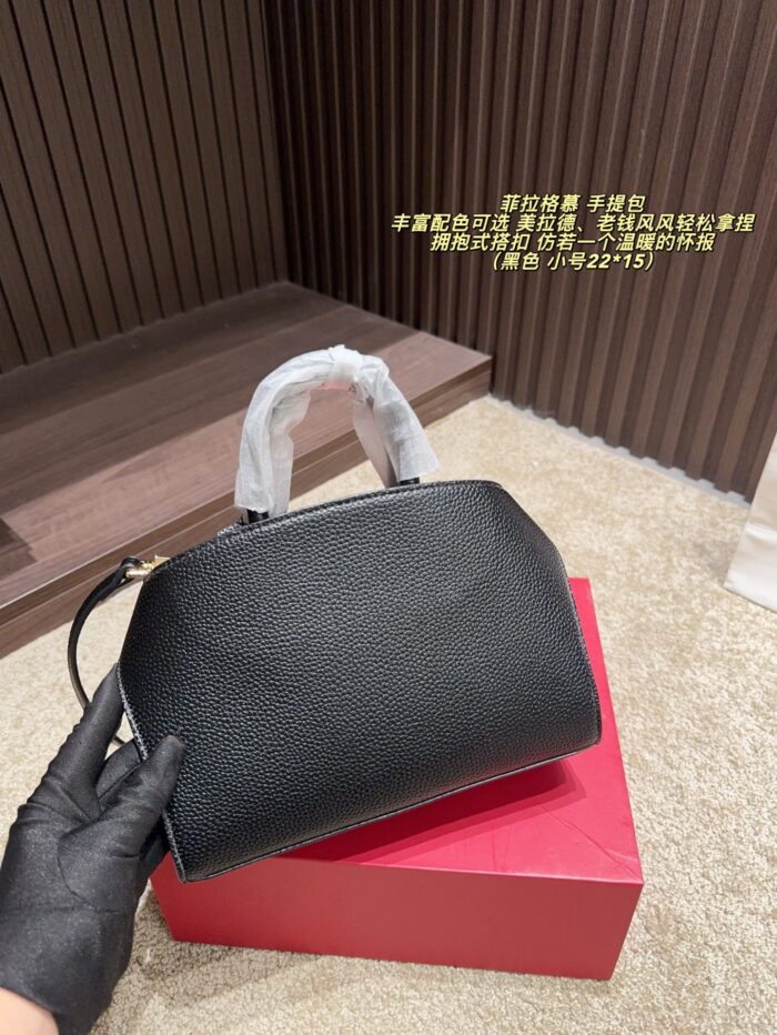 Ferragamo Handbag | Hug-Style Clasp | Spanish Calfskin | Melange | Old Money Aesthetic - Image 5