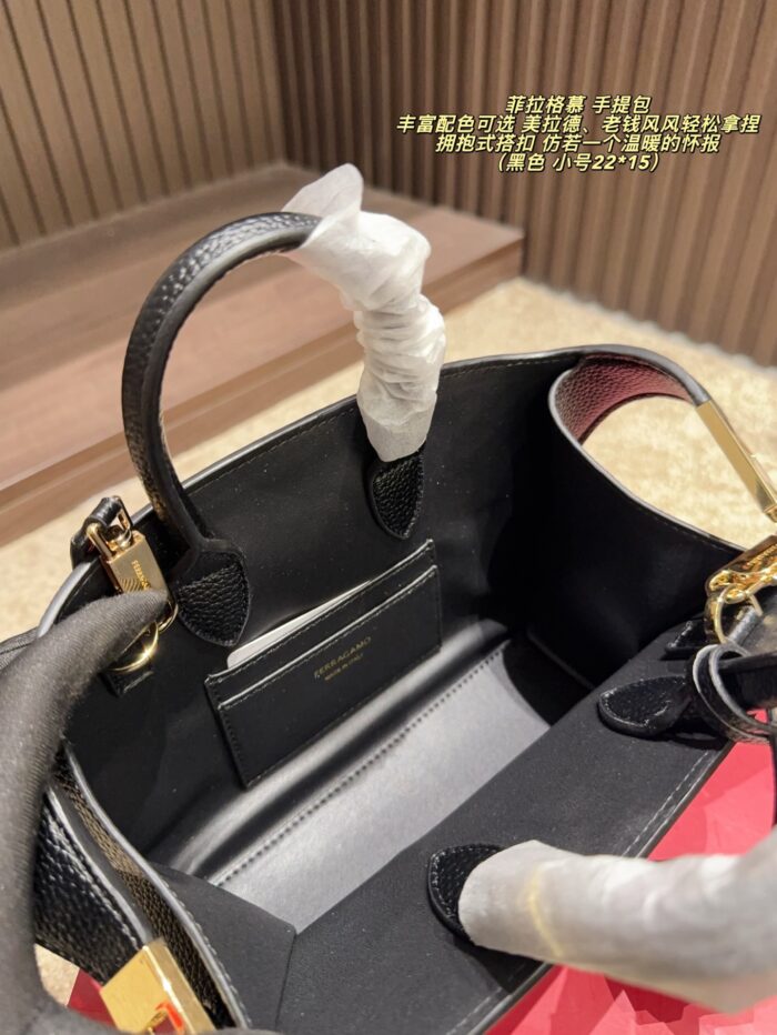 Ferragamo Handbag | Hug-Style Clasp | Spanish Calfskin | Melange | Old Money Aesthetic - Image 6