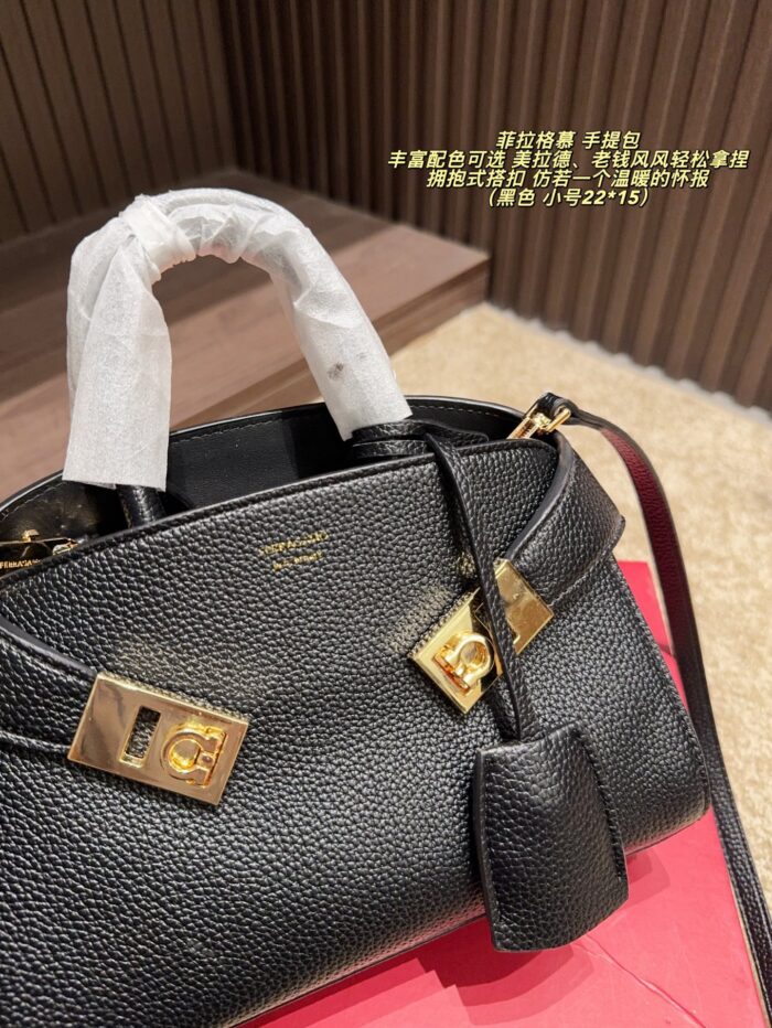 Ferragamo Handbag | Hug-Style Clasp | Spanish Calfskin | Melange | Old Money Aesthetic - Image 7