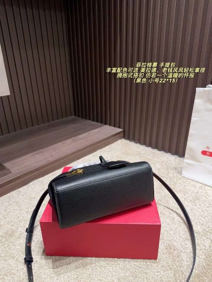 Ferragamo Handbag | Hug-Style Clasp | Spanish Calfskin | Melange | Old Money Aesthetic - Image 9