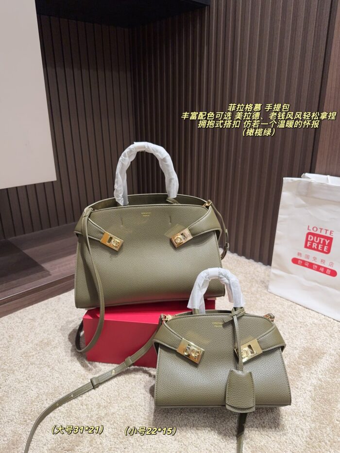 Ferragamo Handbag | Hug-Style Clasp | Spanish Calfskin | Melange | Old Money Aesthetic - Image 11