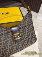 Fendi Horn-Handle Underarm Bag Heritage Print Design Retro Chic Sleek Silhouette - Image 5