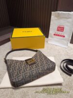 Fendi Horn-Handle Underarm Bag Heritage Print Design Retro Chic Sleek Silhouette - Image 6