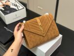 Yves Saint Laurent Envelope Bag V-Pattern Diamond Quilted Suede With Y Logo One Chain, Three Ways To Wear - Image 11