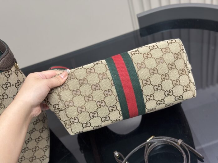 Gucci Shopping Tote Canvas Fabric Generous Capacity Ideal For Mums - Image 8