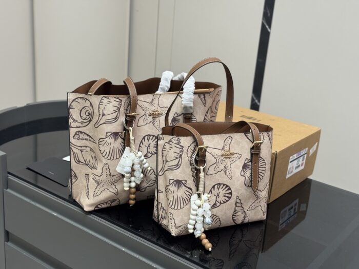 Coach Mollie Tote25 New Shell & Starfish Print Compartment Tote Bag (Shopping Bag) - Image 1