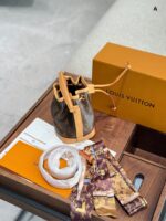 Louis Vuitton Nano Noe Mini Bucket Bag Classic Lv Pattern Soft Leather Generous Capacity Adjustable Shoulder Strap - Image 4