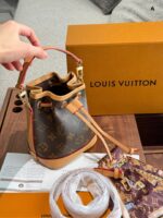 Louis Vuitton Nano Noe Mini Bucket Bag Classic Lv Pattern Soft Leather Generous Capacity Adjustable Shoulder Strap - Image 9