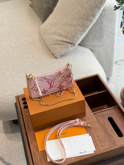 Louis Vuitton Pink Gradient Easy Pouch Chain Bag Girlish Charm Shoulder Bag Accommodates Mobile Phone