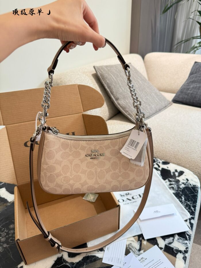 Coach Teri Underarm Bag Classic C-Print Fully Enclosed Zip Closure Underarm Or Crossbody Carry Generous Capacity - Image 11