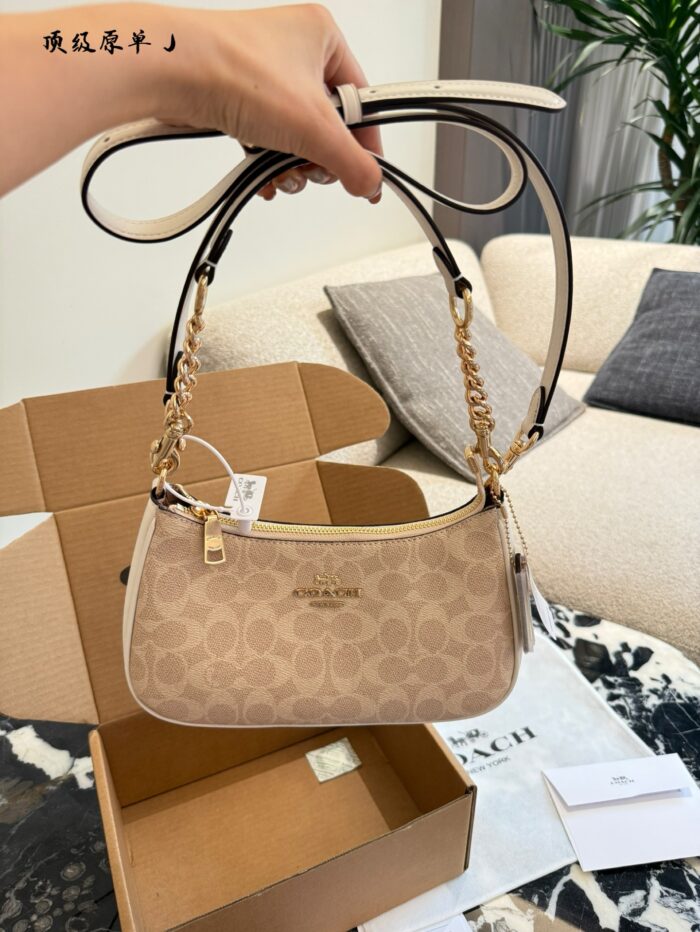 Coach Teri Underarm Bag Classic C-Print Fully Enclosed Zip Closure Underarm Or Crossbody Carry Generous Capacity - Image 13