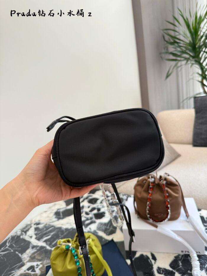 Prada Renylon New Crystal Handle Bucket Bag | Crossbody Style - Image 7