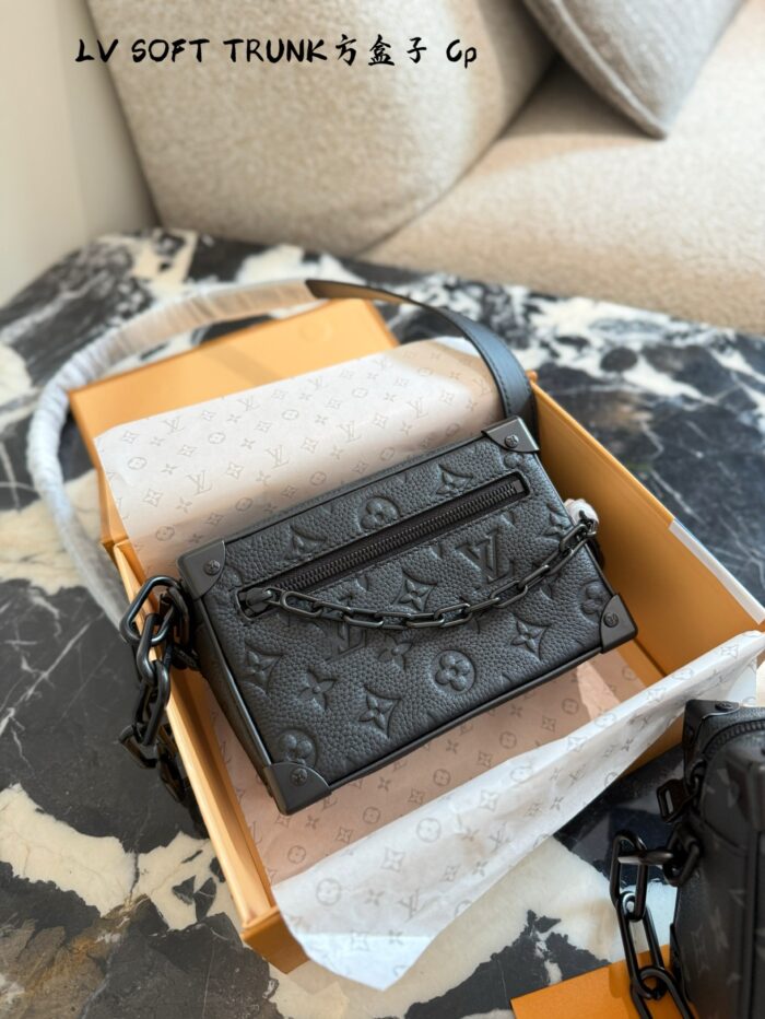 Louis Vuitton Soft Trunk Black Floral/Embossed Square Box Shoulder Bag - Image 3