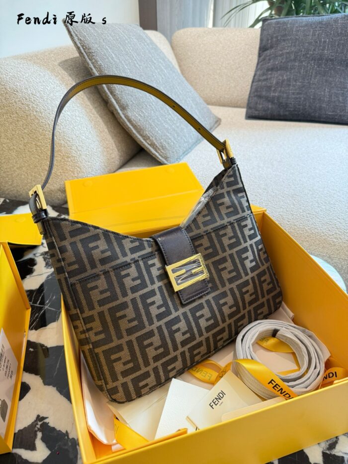 Fendi Horn Bag Double F Monogram Silver Buckle Structured Versatile - Image 2