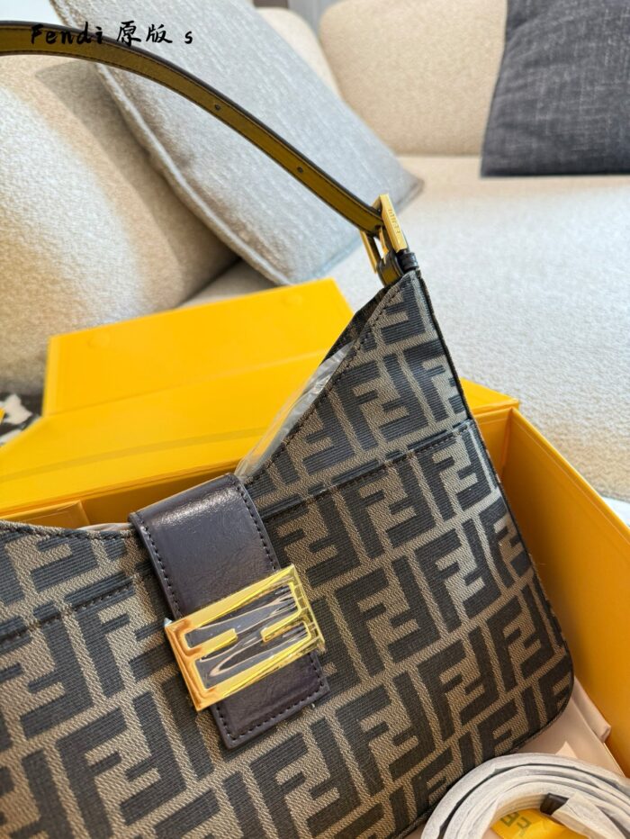 Fendi Horn Bag Double F Monogram Silver Buckle Structured Versatile - Image 3